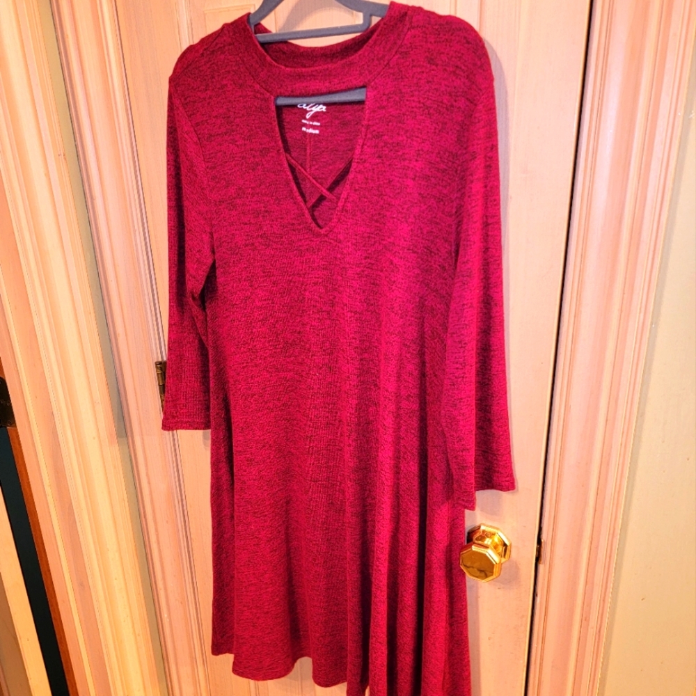 Misses sz M Alya Sweater Dress knit dress Cranberry Red Comfy Cozy